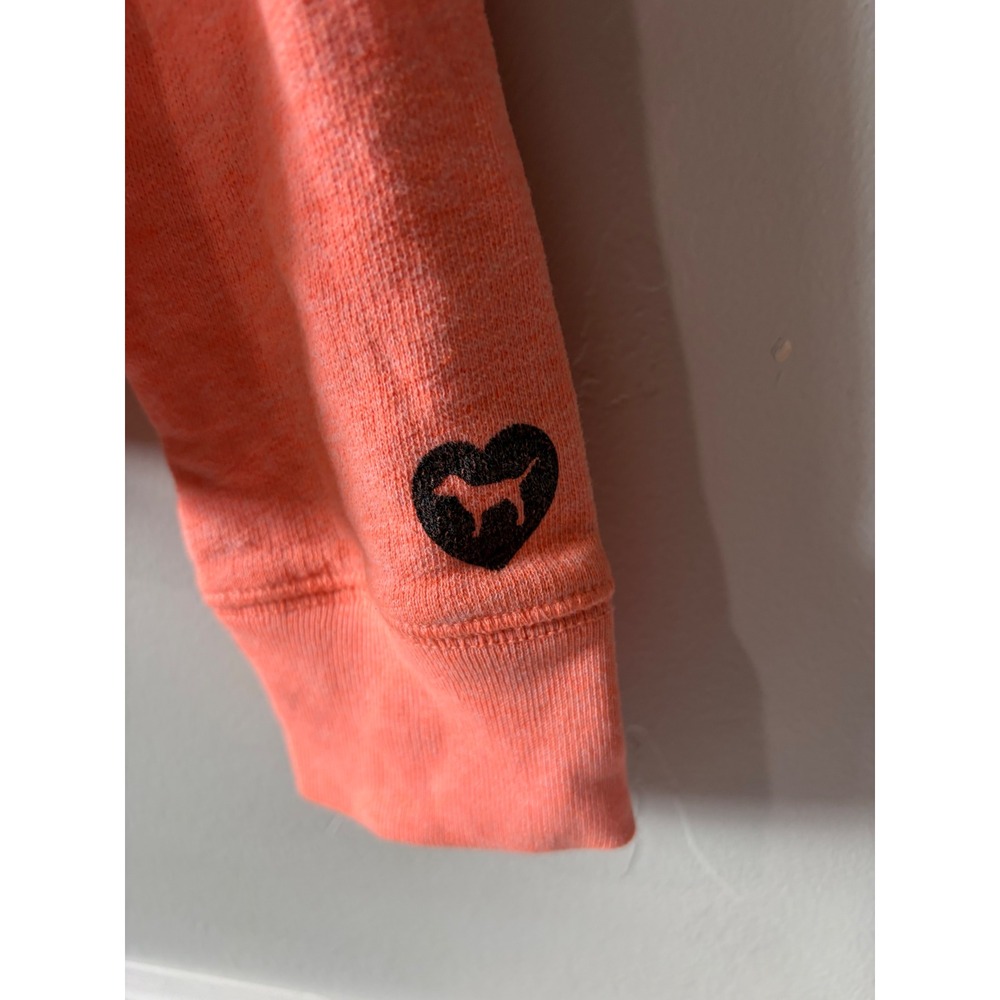 Victorias Secret PINK Quarter Zip Sweatshirt Neon Orange Coral Heathered Medium - Picture 2 of 6